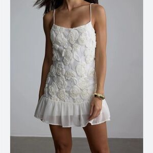 White Floral Appliqué Dress